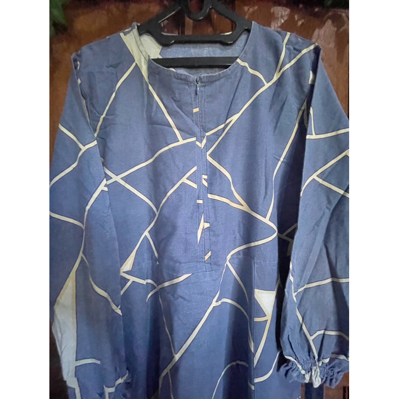 preloved Gamis warna denim tali belakang