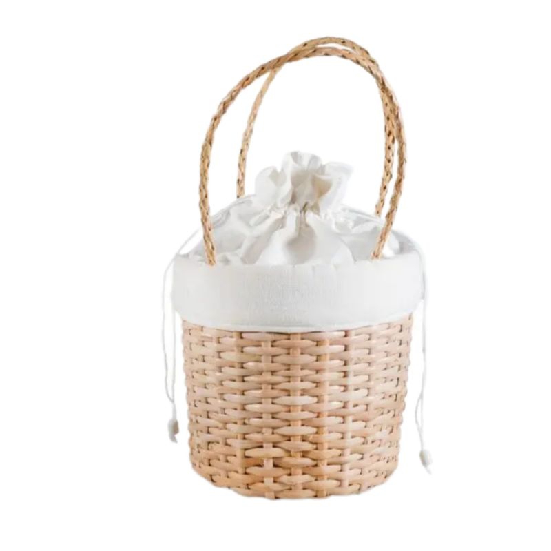 Tas rotan bulat - tas anyaman rotan - tas jinjing wanita - tas rotan coklat