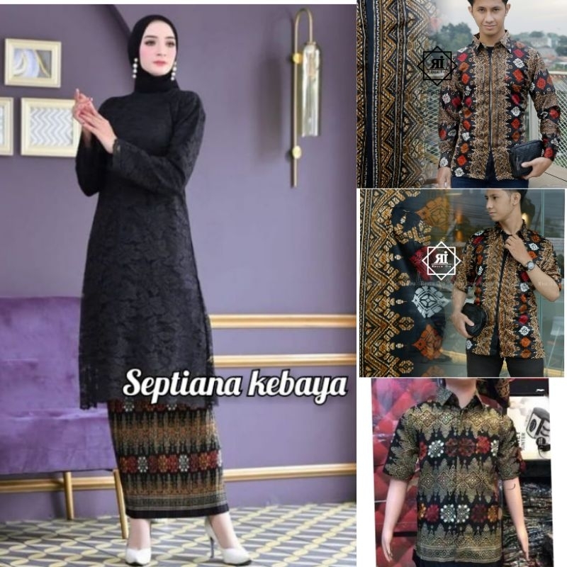baju kebaya couple  hitam - couple batik Toraja hitam - couple  kebaya modern
