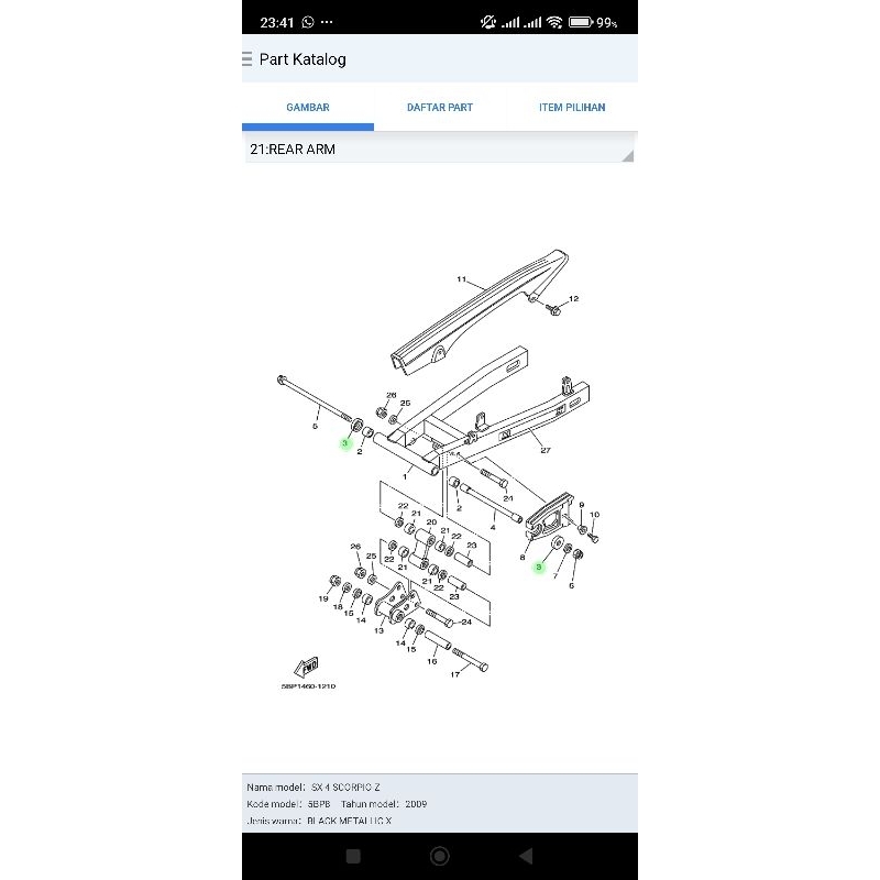 Cover tutup swing arm Scorpio Original