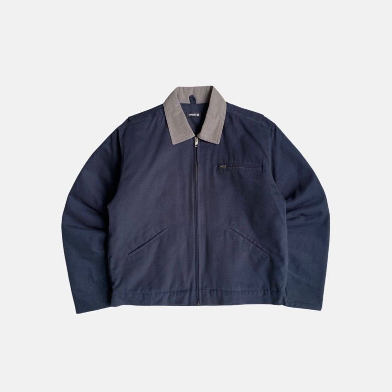 Timbre Work Jacket Quilted Navy Collar Grey