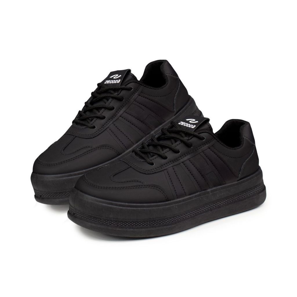 promo` murah zeodda sepatu sneakers sekolah hitam spesial black series