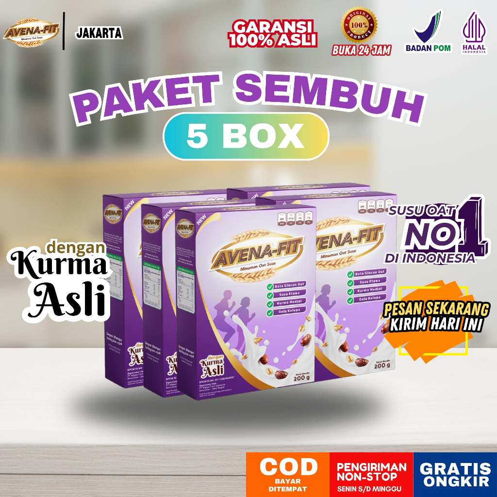 

Paket 5 Box Avenafit - Sereal dan Oat Sehat Ampuh membantu Atasi Kolesterol Jahat dan Gerd