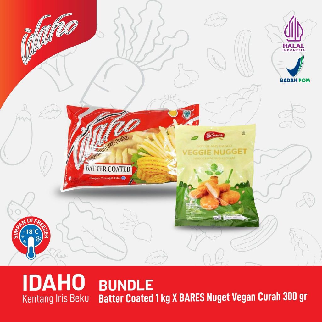 

[BUNDLE] IDAHO Batter Coated 1 Kg x BARES Nuget Vegan Curan 300 Gr
