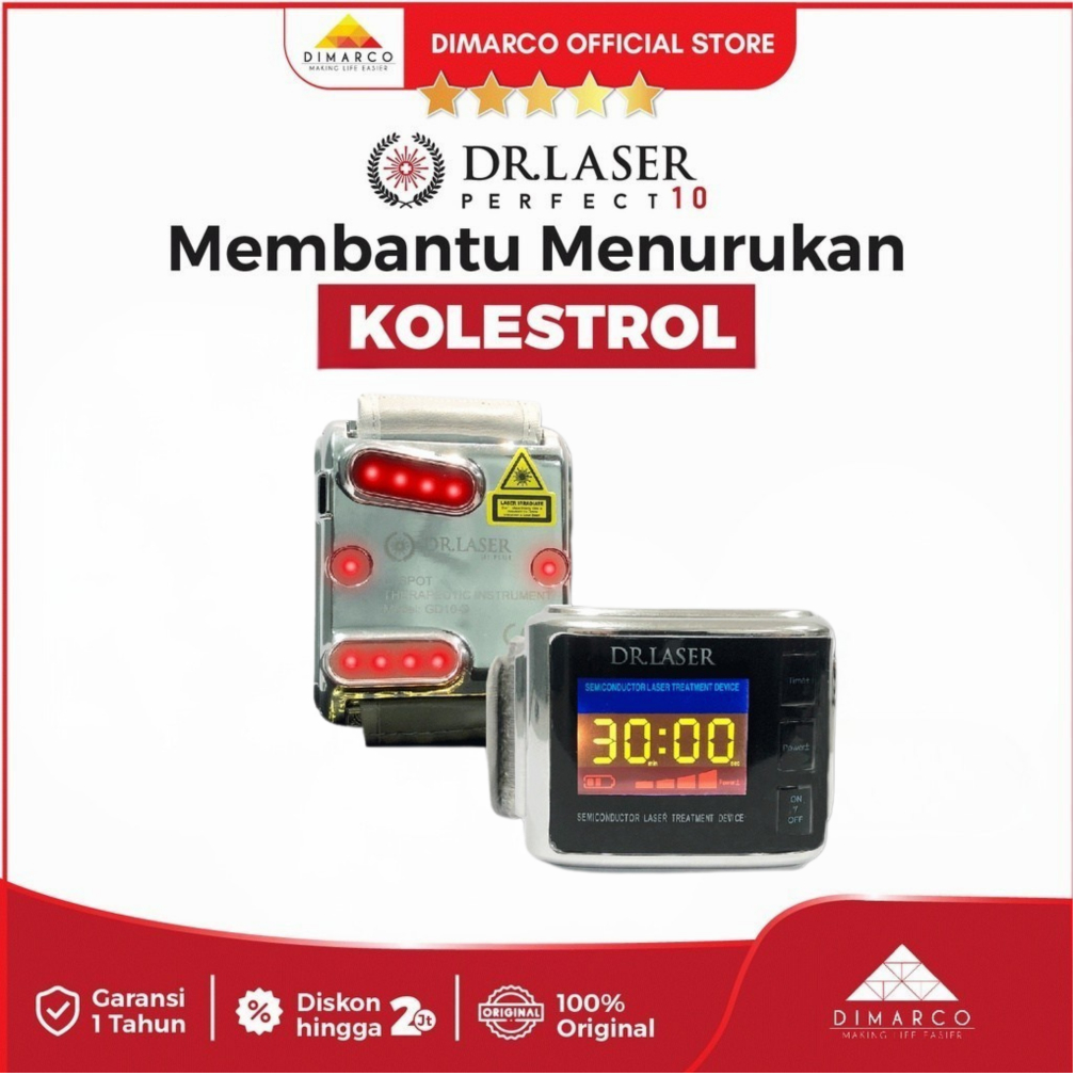 Dr. Laser Perfect 10 - Original Asli Bergaransi, Jam Kesehatan Terapi Kolesterol, Stroke dan Jantung