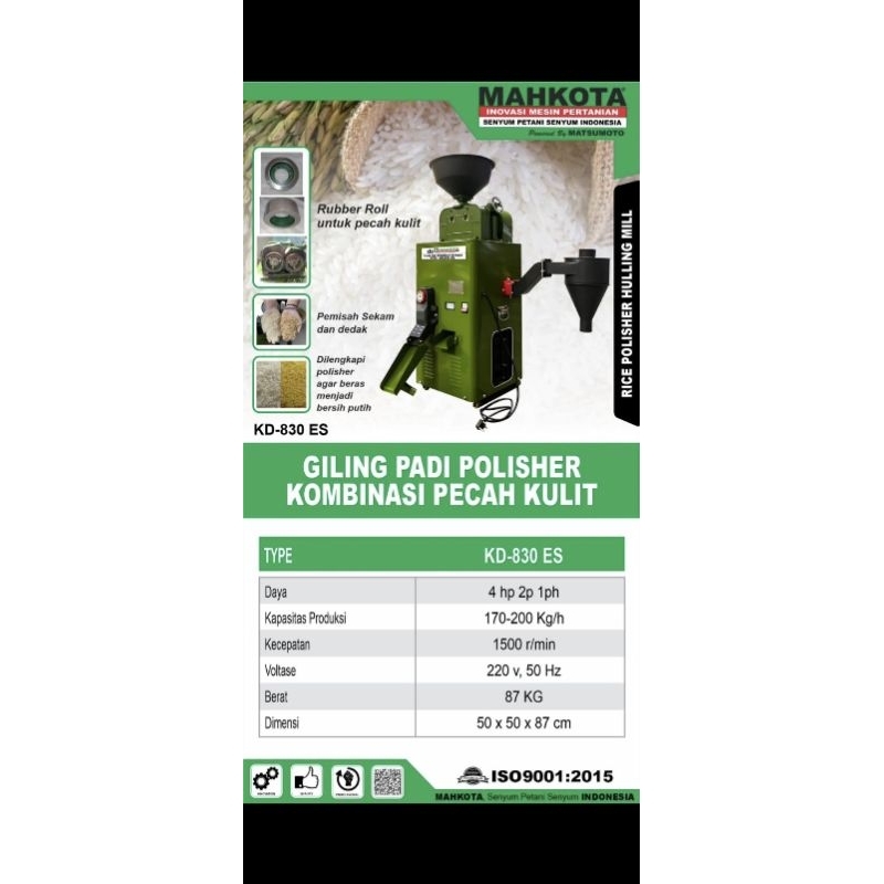 MESIN GILING PADI POLISHER KD-830 ES