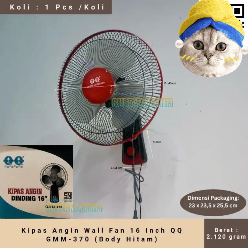Kipas Angin Wall Fan 16 Inch Qq