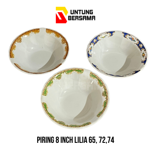 PIRING MAKAN PIRING / PIRING MAHKOTA / KERAMIK KEMBANG 8 INCH LILIA 12 PCS