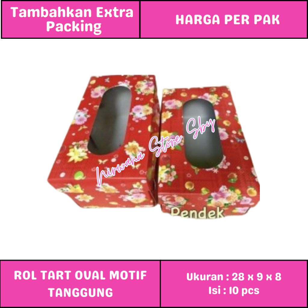 

(10 PCS) Dus Kue Rol Tart Oval Tanggung / Sedang 28x9x8 | Box Kotak Kue