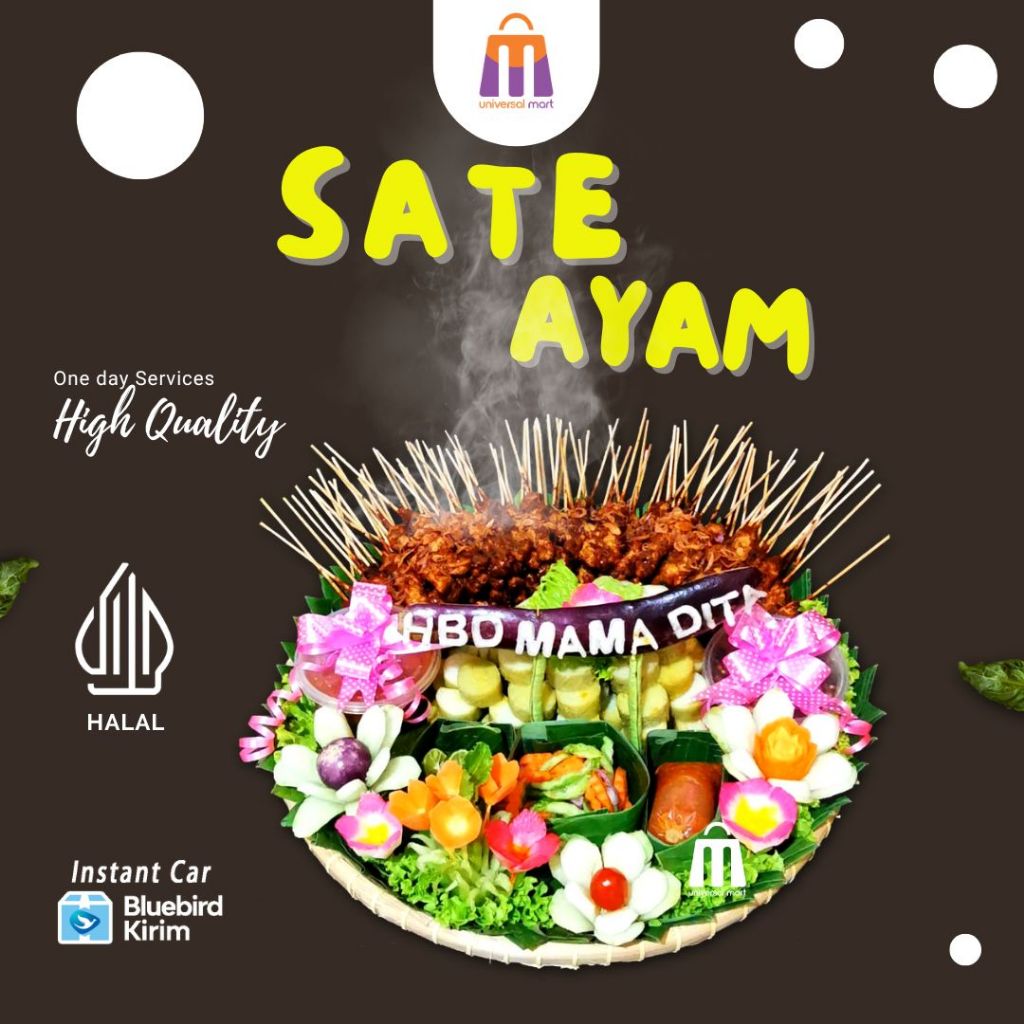 

Sate ayam Tampah matang siap makan Porsi Bervariasi