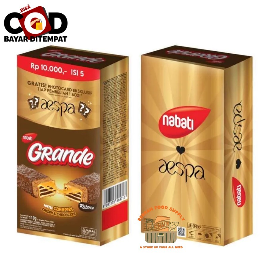 

[ BERKAH ] Nabati Grande With Caramel Crispy & Chocolate Box lsi 5x22gr Nabati Grande Rhicoco Wafer Berlapis Cokelat Snack Cemilan Anak Murah Halal