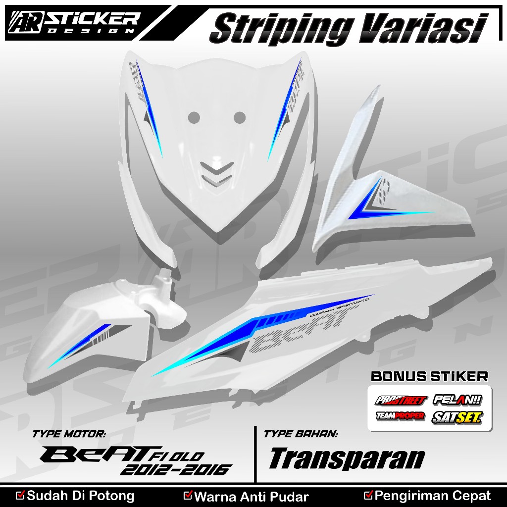 Sticker Striping Beat FI Lama Transparan Sudah Cutting Stiker Beat FI 2012-2015 Lis Simpel