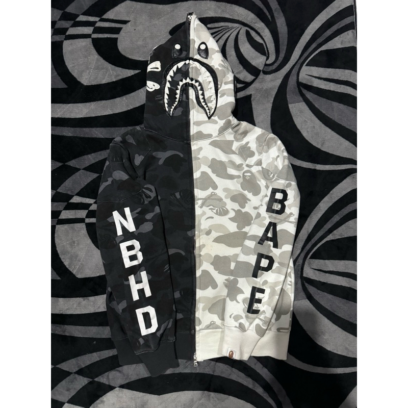 BAPE X NEIGHBORHOOD SHARK FULLZIPPER HOODIE ORIGINAL SECOND USED SECONDARY SKULL A BATHING APE WORLD