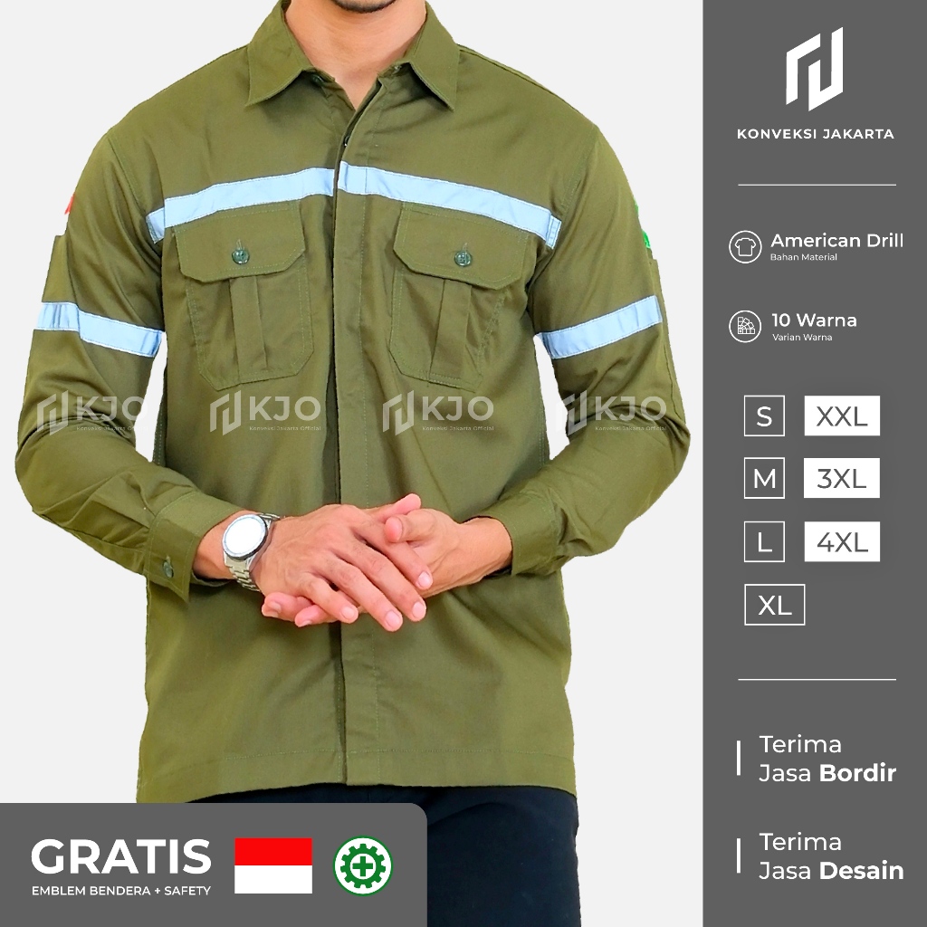 Baju Wearpack Kemeja Safety K3 Proyek Tambang Lengan Panjang  - Pakaian Seragam Werpak Kerja Atasan 