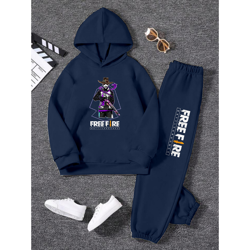 GG Setelan Sweater Hoodie Topi Anak Remaja Gambar Atasan Dan Celana FF Cobra