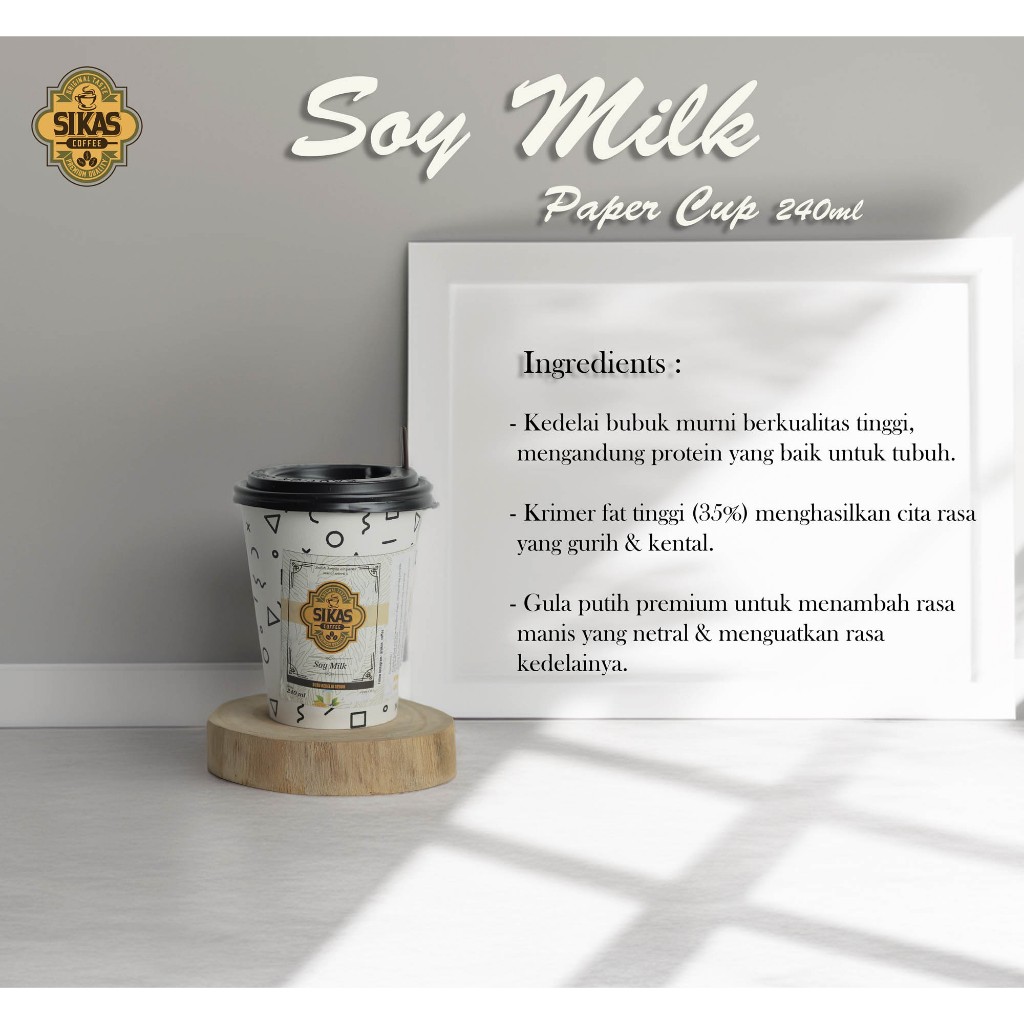

Sikas Coffee Soy Milk Paper Cup 240ml Susu Kedelai Instan tinggal seduh