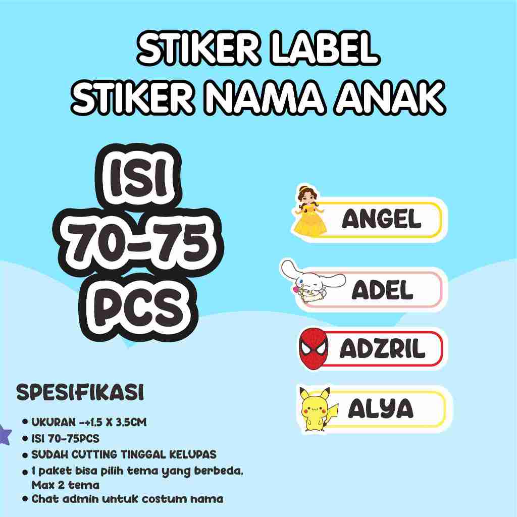 

Stiker nama anak custom // stiker label // stiker nama // stiker custom nama // stiker buku // stiker nama anak custom