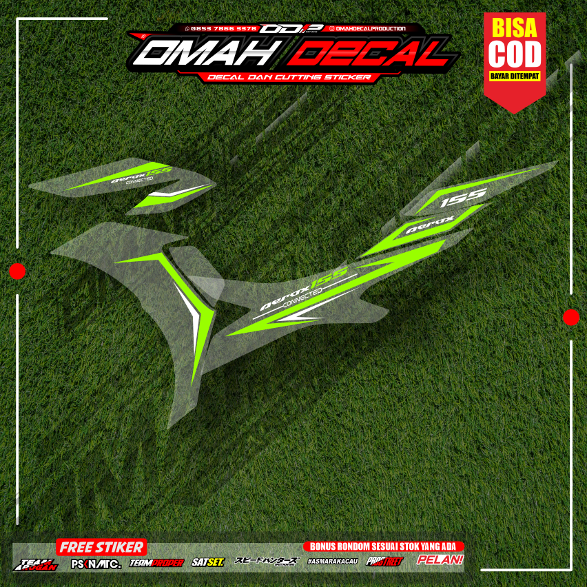 STIKER STRIPING TRANSPARAN AEROX NEW 155 FACELIFT LIS STICKER UV BAHAN MAX DECAL PREMIUM WARNA BIRRU