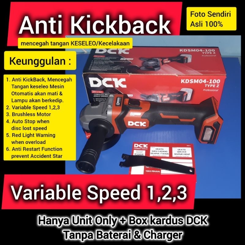 Termurah DCK BARU Pilih sesuai FOTO, Hanya unit Bor/Gerinda Saja ATAU+Box DCK Cordless Brushless Imp