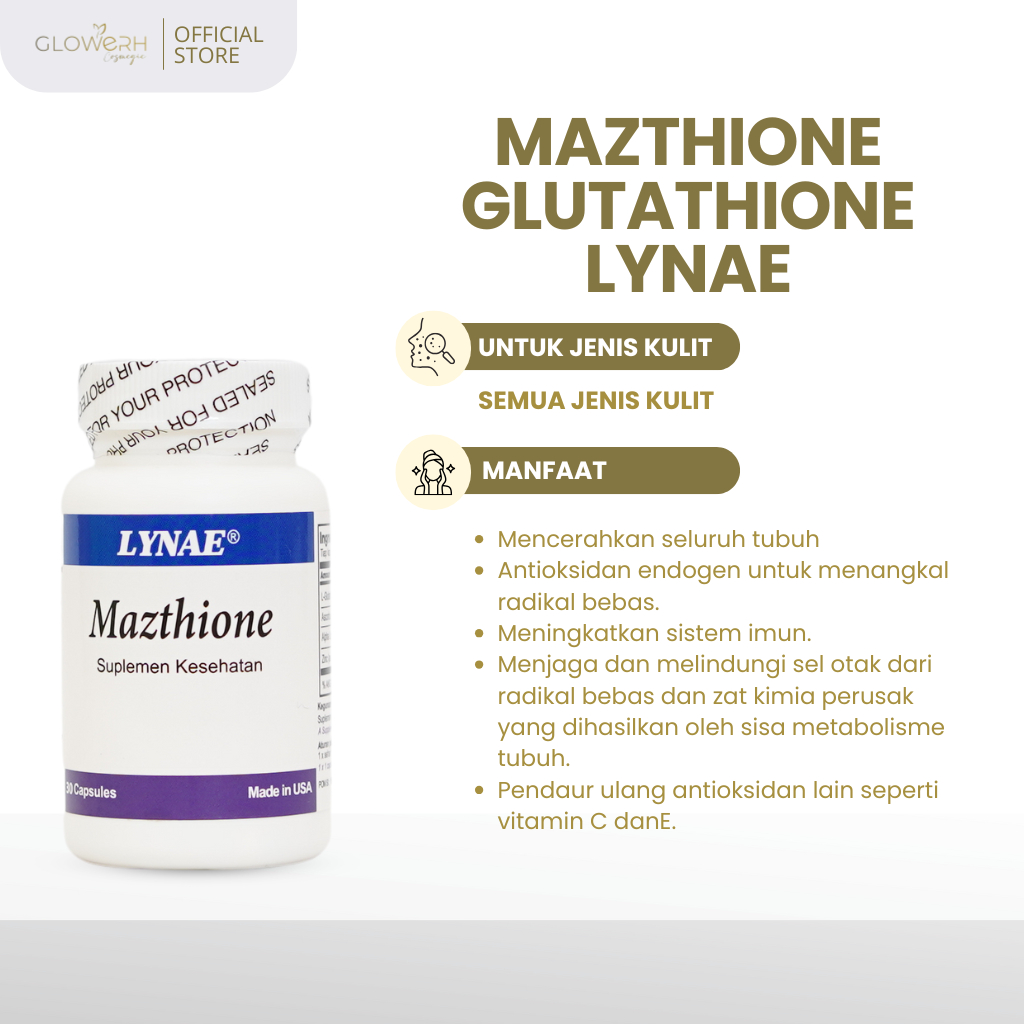 GLOWERH Mazthione Glutathione whitening Suplemen pemutih badan isi 30 60 kapsul - BPOM