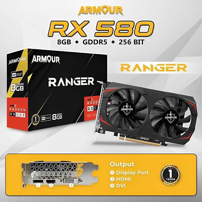 VGA ARMOUR RX 580 8GB DDR5 256BIT RX580 8GB RX-580 8GB