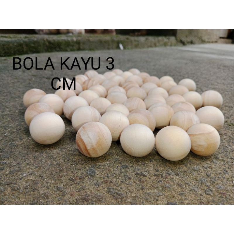 Bola kayu mainan edukatif diameter 3 cm murah berkualitas