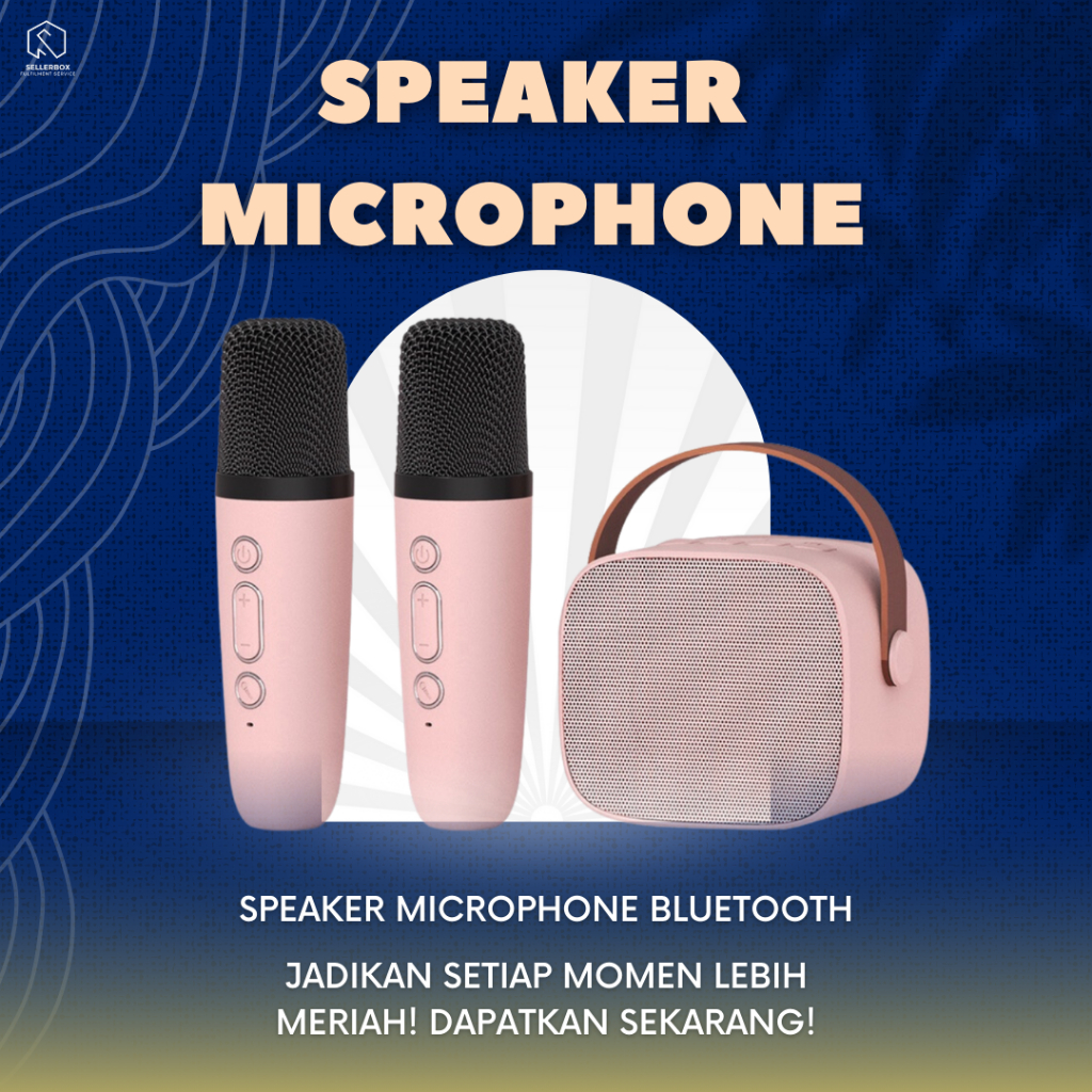 Speaker Bluetooth Wireless Super SoundBar Bas Full Bass Bigbass Karaoke Karoke Set 2 Mic Michrophone