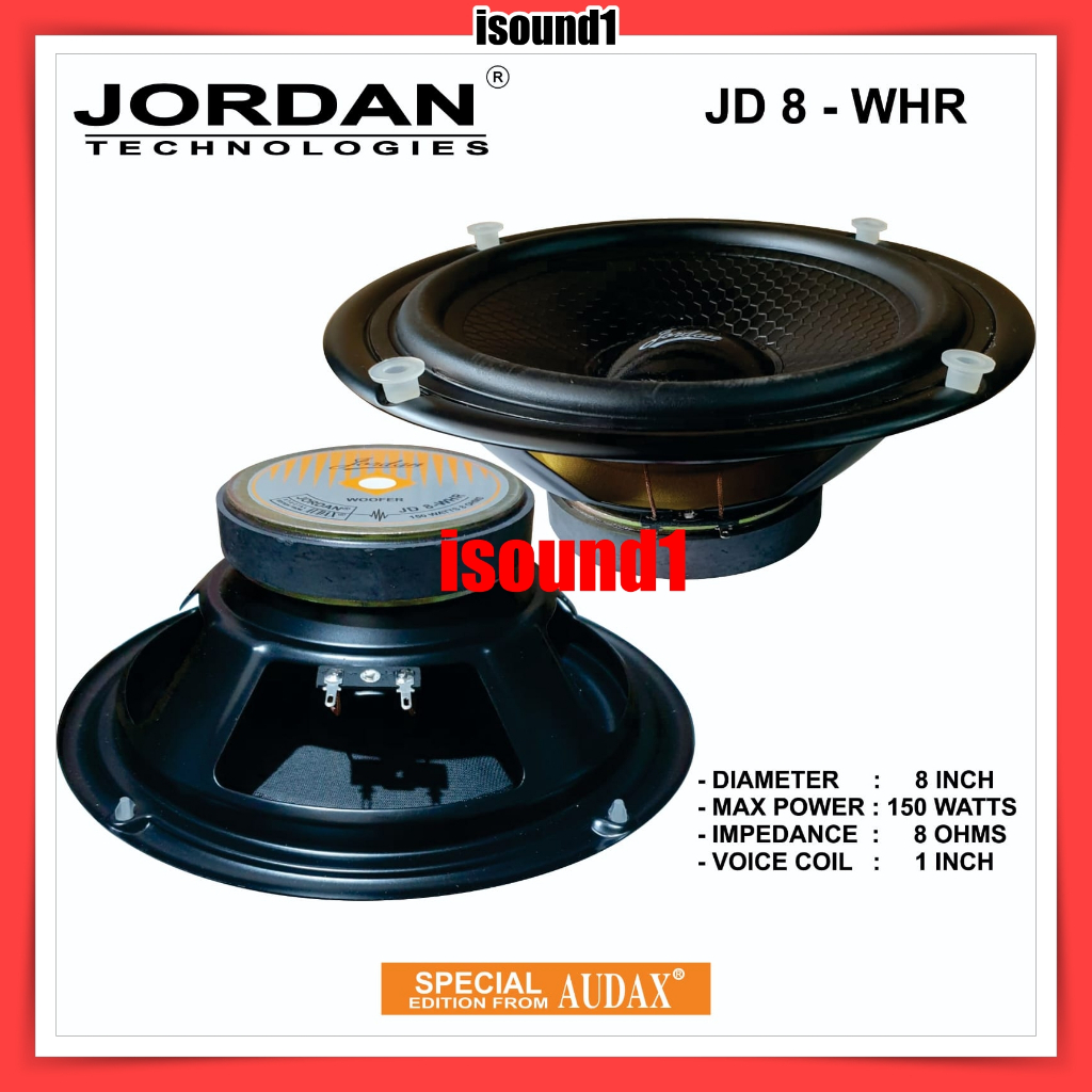 SPEAKER JORDAN AUDAX 8 INCH WOOFER JD 8 WHR 150 WATT ORIGINAL TU2T