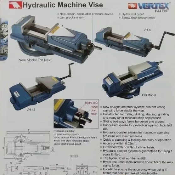 Vertex hidraulic machine vise vh-4