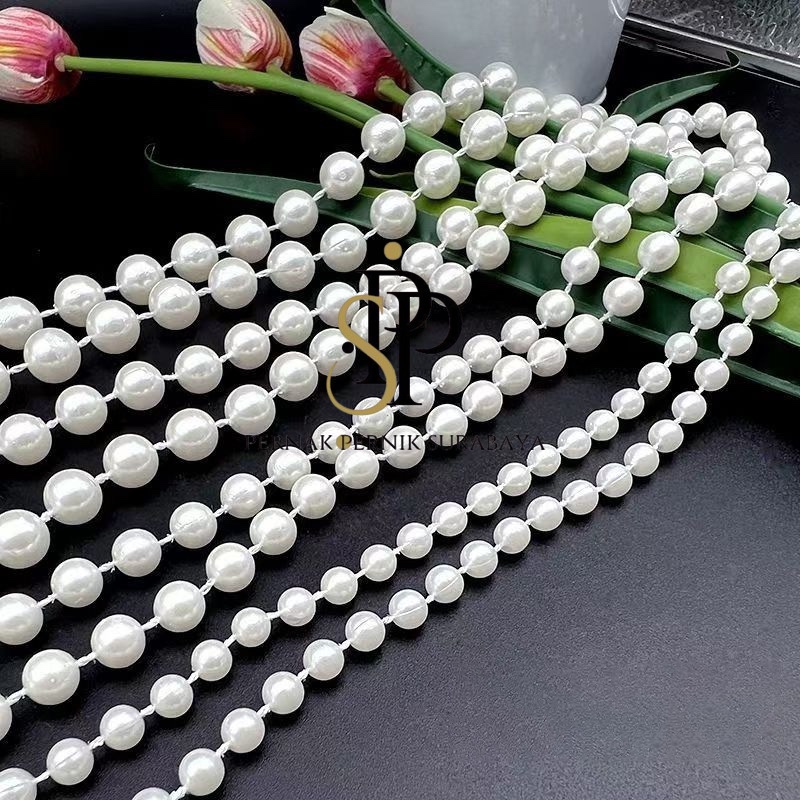 [1 ROLL RANTAI MANIK MUTIARA] HIASAN RANTAI MUTIARA RENTENG HIASAN RAMBUT PEARLS BEADS CHAIN DEKORAS