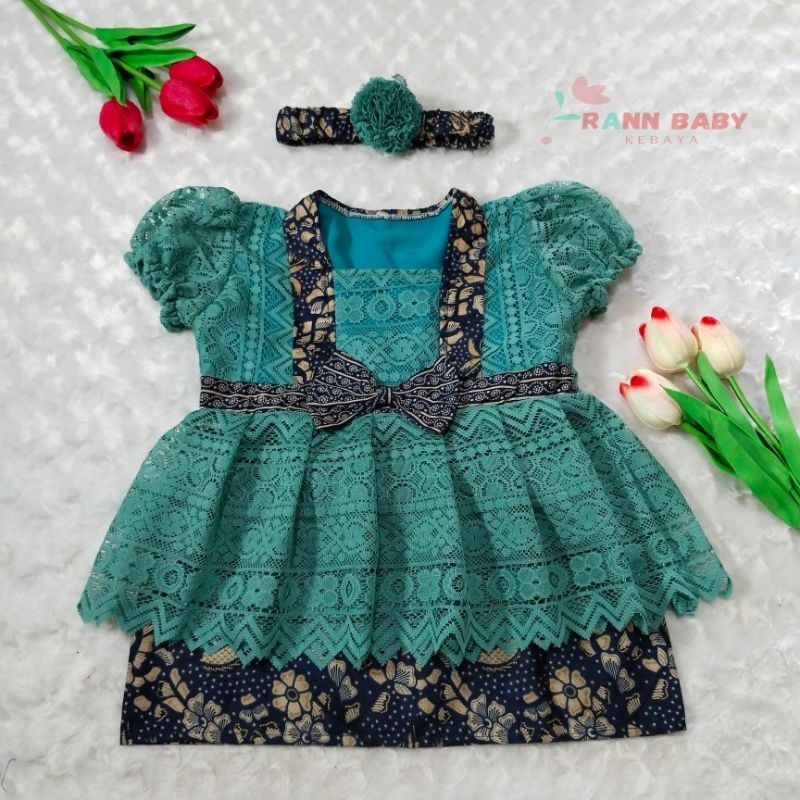 KEBAYA BAYI / KEBAYA ANAK / SETELAN BAJU KEBAYA ANAK PEREMPUAN MODEL KINAN WARNA BIRU WARDAH