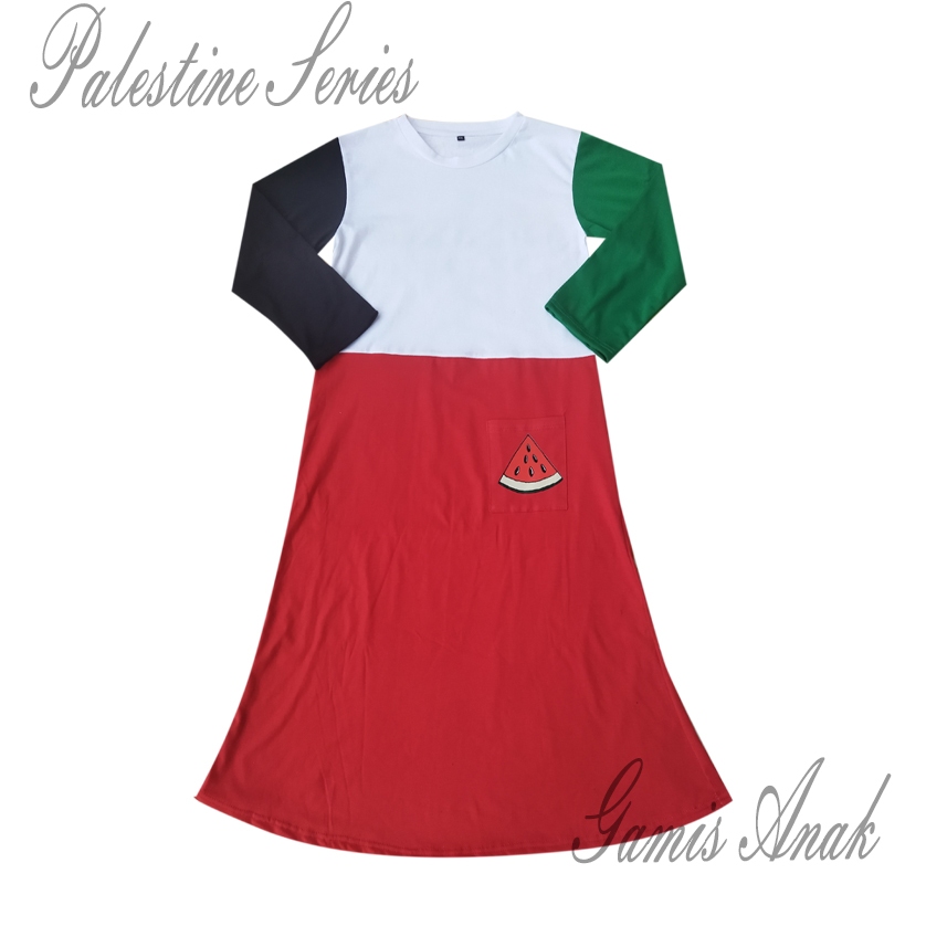 Gamis Anak Palestine Bahan Combad Lembut usia 1-10 Tahun - Dress Anak - Dres bahan Kaos - Gamis Anak