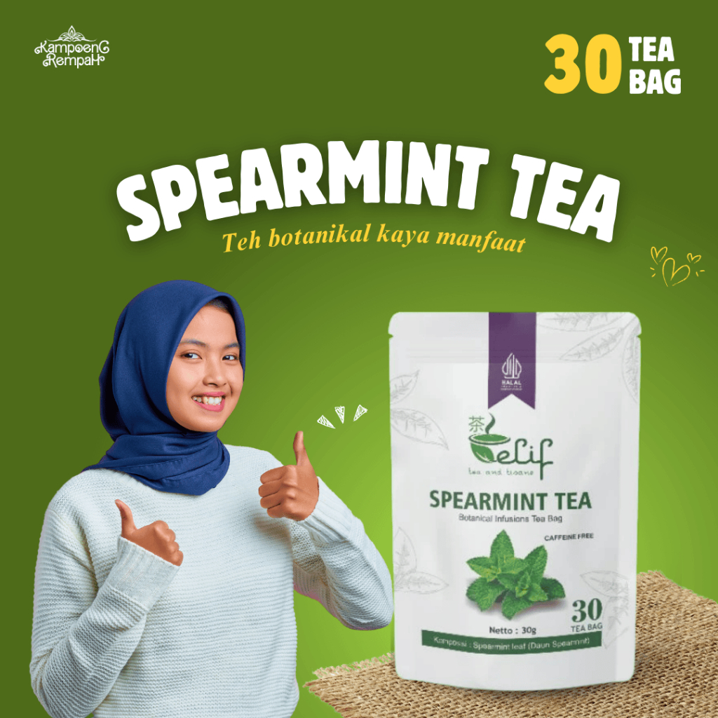 

Pure Spearmint Tea Elif | Teh Spearmint Untuk Jerawat Hormon PCOS Promil | 30 Tea Bag