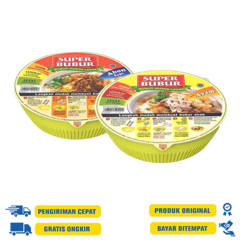 

Super Bubur 64 | 67 GRAM - Ayam | Abon Sapi (kemasan Cup)