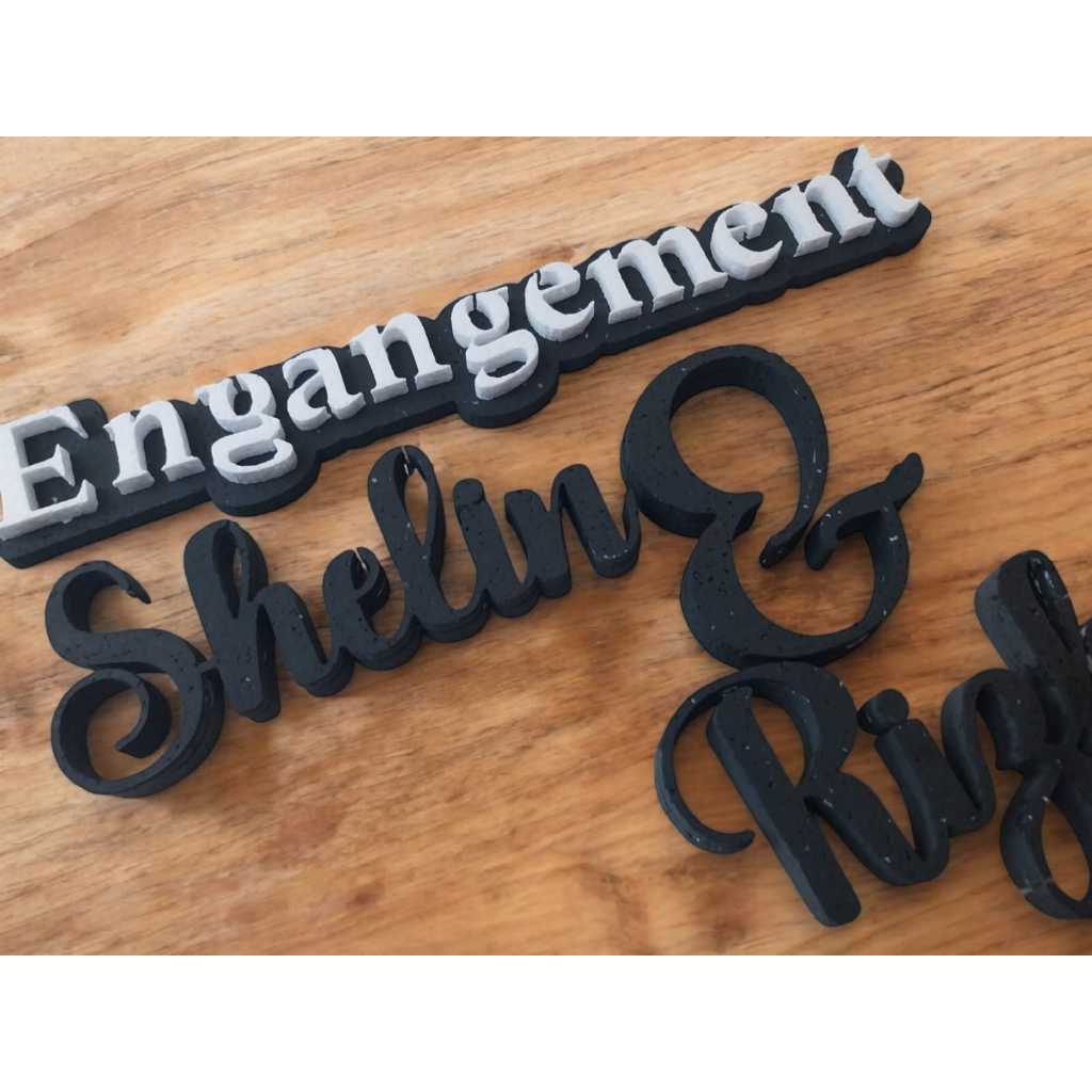 Tulisan Timbul Styrofoam 2 Lapis Custom - Huruf 3D Dekorasi Tunangan & Pesta