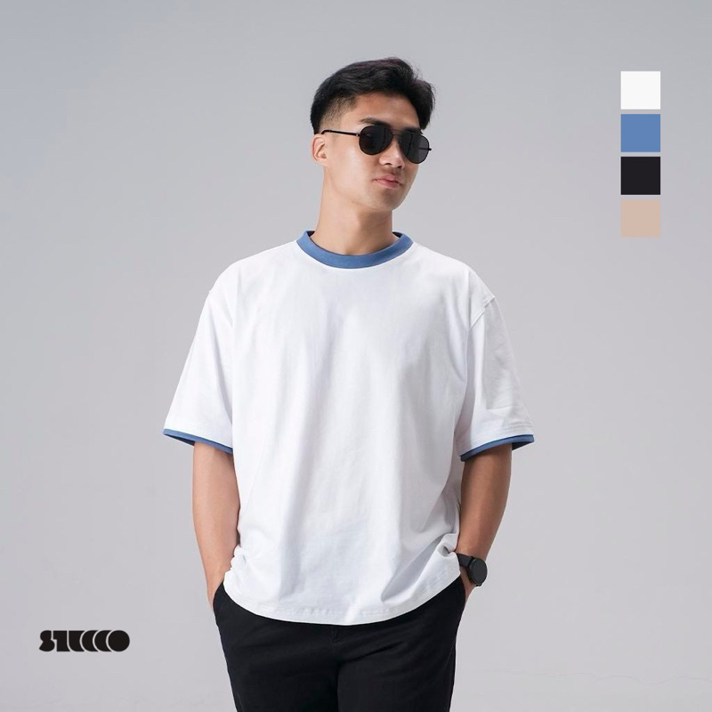 STUCCO- Kenzo  Oversize Ringer T-shirt Heavy Cotton Combed| Kaos Pria polos Bw