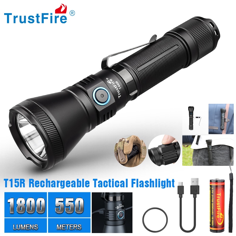 Trustfire T40R Senter LED Super Terang 1800 Lumen Tipe C 21700 Lampu Senter Isi Ulang Po Tinggi S0S
