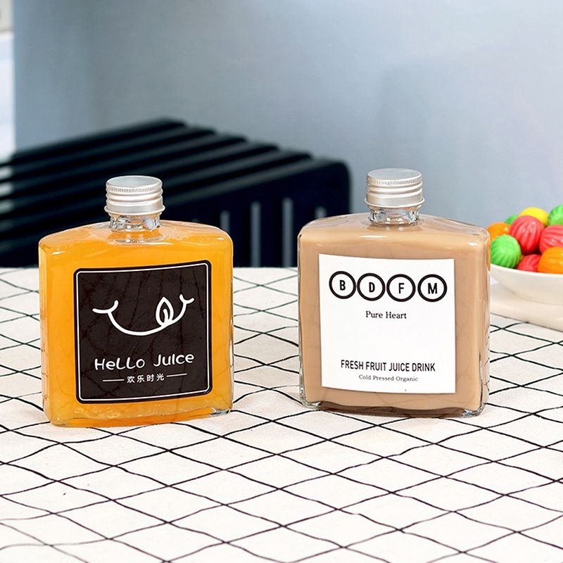 Botol Kaca Whiskey 250ml KOTAK / Kemasan Kaca Gepeng / Botol Kaca / Milk Bottle / Kemasan Botol Kaca