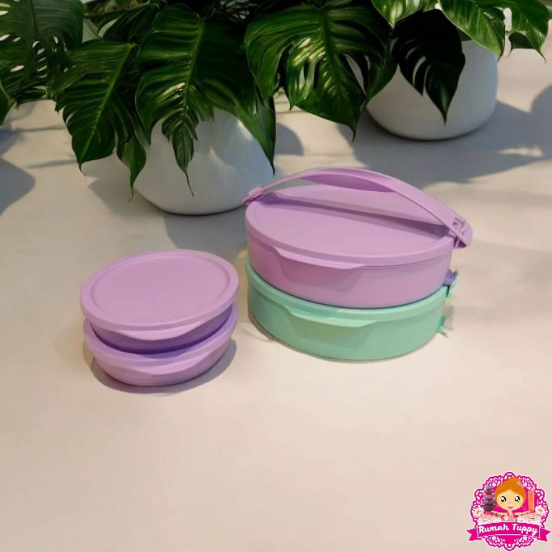 Wadah Tempat Makanan Rantang 2 Susun Click To Go Round Tupperware Tuppy Murah