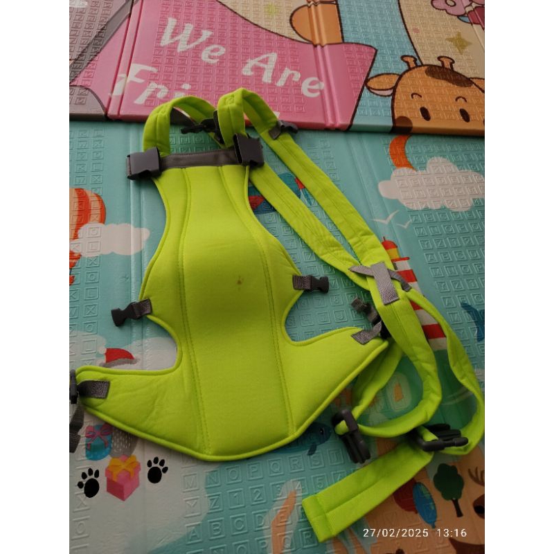 Preloved gendongan bayi, baby carrier, ringan, wana hijau neon
