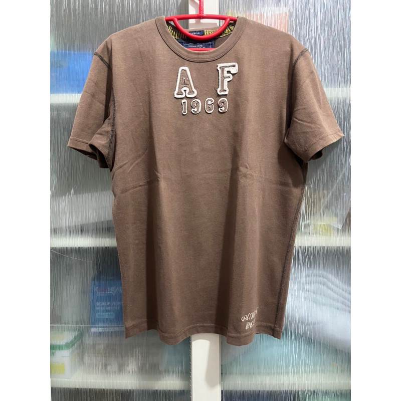 Kaos Abercrombie Fitch ori coklat muscle pria santai lengan pendek casual  cowok ori LD 108cm