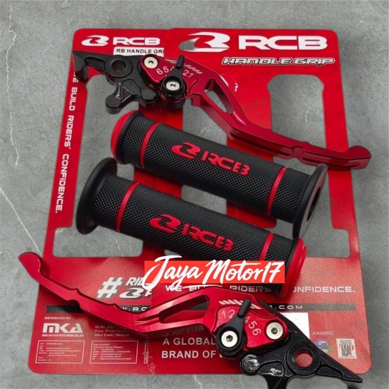 PAKET 2IN1 Handgrip RCB HG55 Racing Boy Original + Handle Rem setelan CNC Nmax Aerox Pcx Mio Vario12