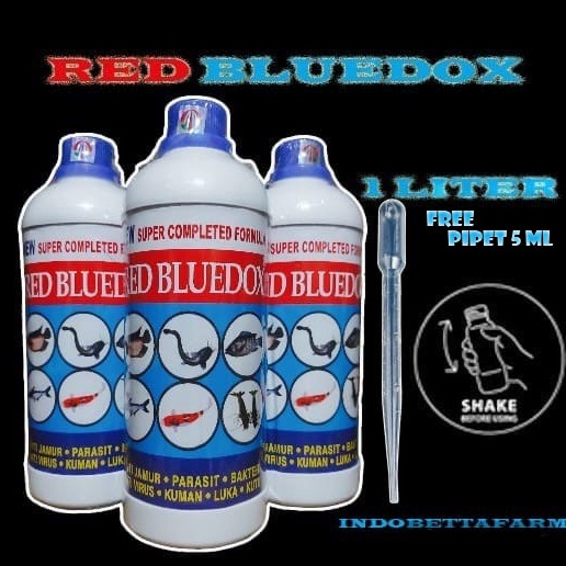 Terbaru RED BLUEDOX 1 LITER RED BLUEDOX 1ML OBAT KUTU IKAN FREE PIPET 5 ML