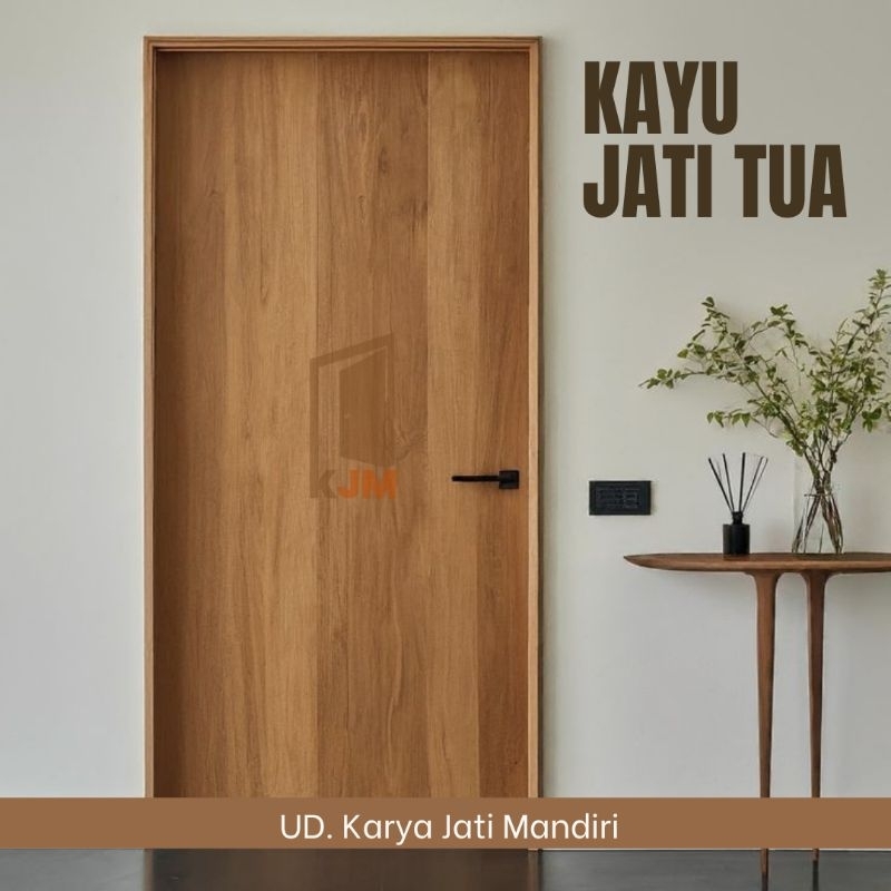 KJM Pintu Kayu Jati Tua Blok Full 3cm Simpel