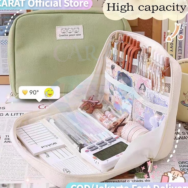 

CARAT 12 Layer Tas T Pensil Case Pouch Anak Sekolah Transparan Kapasitas Besar Stationery Kantor A2