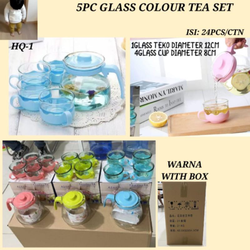 Teapot Set Saringan 5 In 1 Teko Kaca Saringan