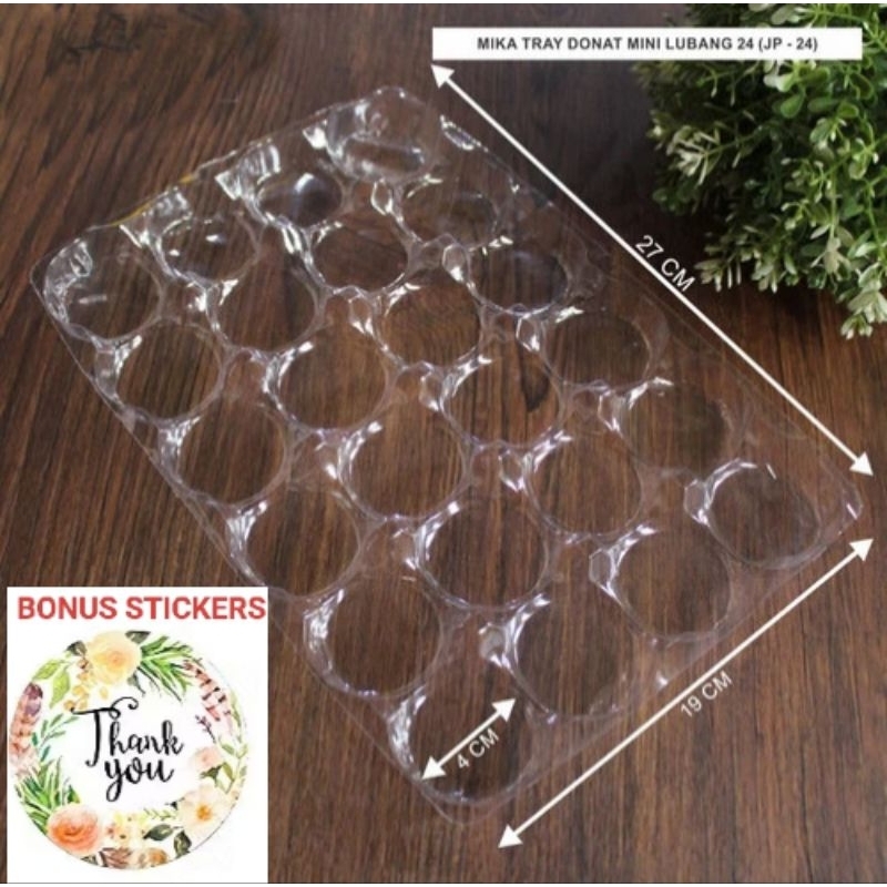 Mika tray alas tatakan plastik donat mini 24 lubang isi 25pcs per pack 24lubang 24lobang donat kecil