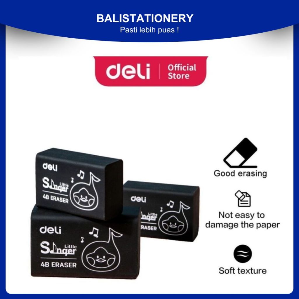 

Penghapus Pensil Deli 4B H317 Little Singer – Lembut & Bersih Tanpa Merusak Kertas – Hitam