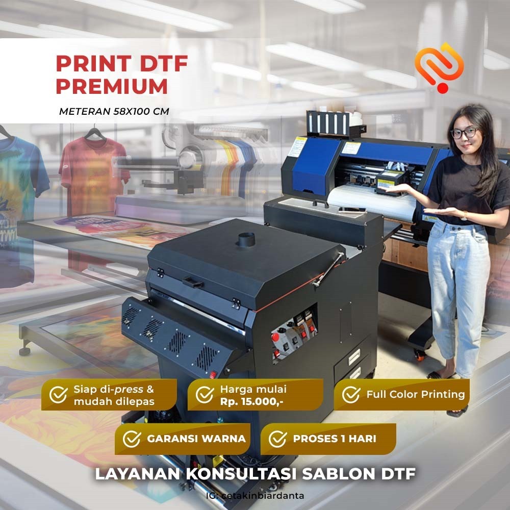 Sablon DTF Meteran / Cetak DTF Meteran 58 x 100cm / DTF Meteran Cepat dan Premium