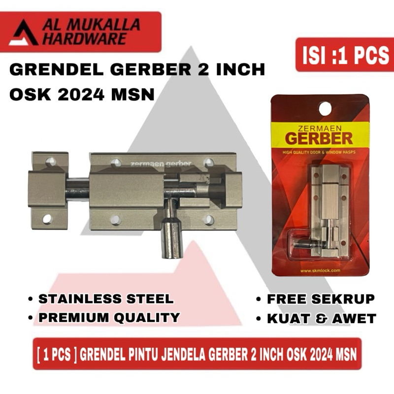 Grendel Slot Pintu Jendela Alumunium Gerber 2 Inch OSK - 2024 | Grendel Pintu Jendela Kayu